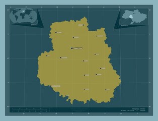 Obraz premium Vinnytsya, Ukraine. Solid. Labelled points of cities