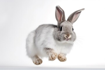 Fototapeta premium grey rabbit on white background