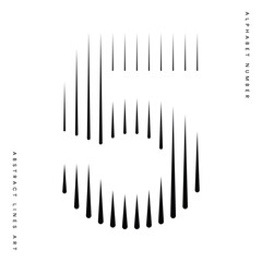 Number 5 with Abstract Line Pattern Isolated On White Background