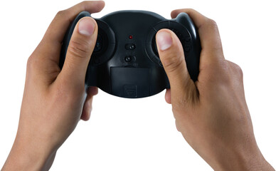 Cropped image of man holding controller