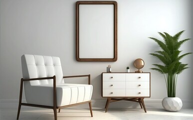 Mockup frame in minimalist modern interior background 