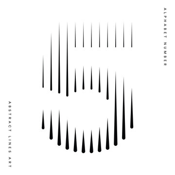Number 5 logo with abstract geometric rounded vertical parallel lines