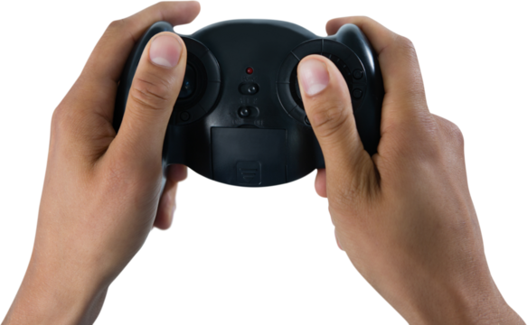 Cropped image of man holding controller