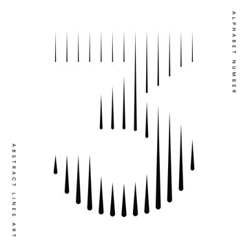 Number 3 logo with abstract geometric rounded vertical parallel lines