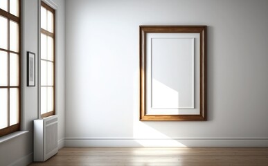 white picture frame mockup on a wall