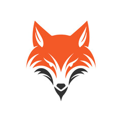 a minimalistic abstract fox head logo in a simple flat design style