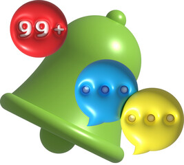 Unread message notification bell illustration 3D