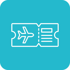 Plane ticket Multicolor Round Corner Line Inverted Icon