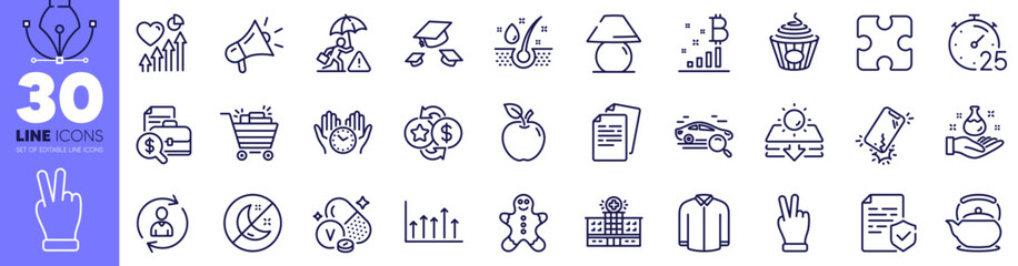 Search car, Chemistry lab and Shirt line icons pack. Growth chart, Person info, Certificate web icon. Timer, Loyalty points, Heart beat pictogram. Apple, Documents, Throw hats. Vector