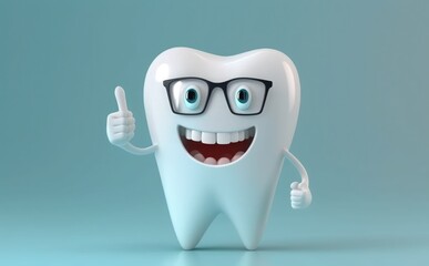 happy white tooth cartoon characters with bright background