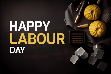 Happy labor day concept on black table background. Generative Ai