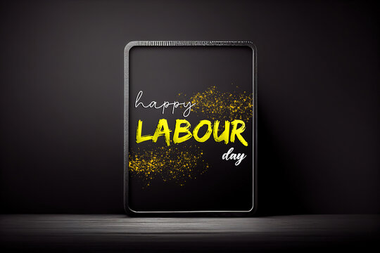 Happy labor day concept on black table background. Generative Ai