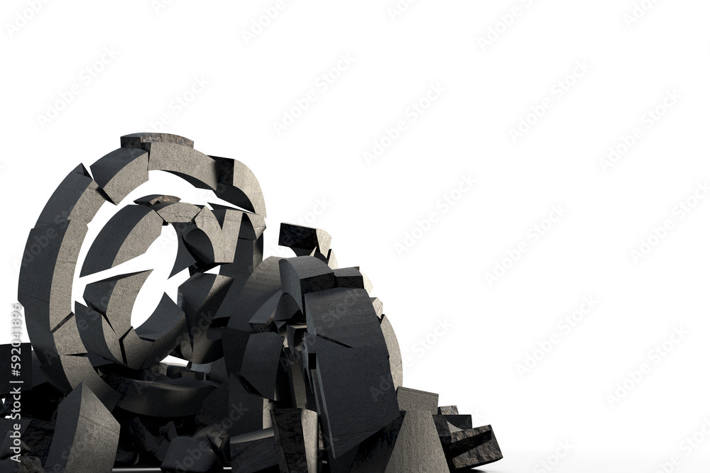 Poster 3d composite image of damaged at sign with various symbols