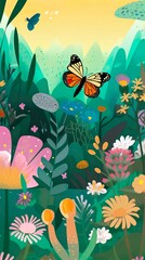 Minimalistischer Frühlingshintergrund für dein Handy - Eine stilvolle Illustration für jeden Bildschirm