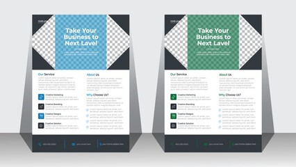Corporate busienss a4 flyer vector template design for a digital marketing company. Annual report geometric proposal poster and brochure cover.