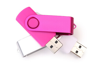 USB flash drives isolated on white background
