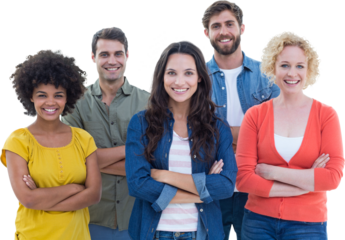 Group portrait of happy young colleagues