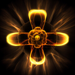 Fototapeta premium Neon symbol of nuclear energy - Generative AI