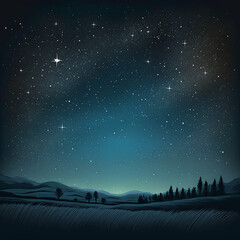 Starry night with a hillside landscape. Created using ai generative. 