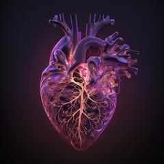 human heart anatomy model, digital x-ray style, generative ai