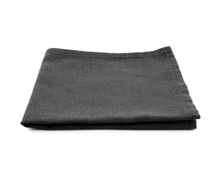 Black folded napkin isolated on white background