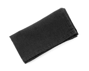Black folded napkin isolated on white background