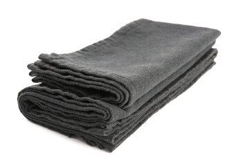 Black folded napkins on white background