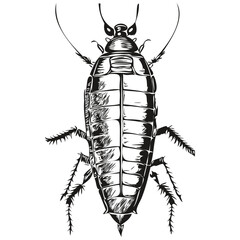 Hand drawn cockroach on a white background, cockroaches