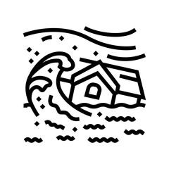 storm flood disaster line icon vector illustration
