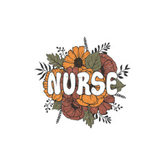 Nurse and flowers bouquet vector