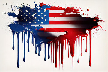 Labor day banners with watercolor flag. Generative Ai