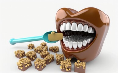 tooth happy with chocolate Cartoon characters