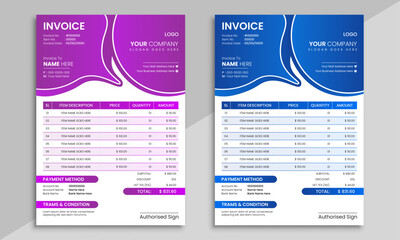 a4 size invoice design template with abstract shapes