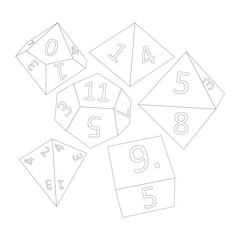 dice for board games. Black and white picture. Vector illustration