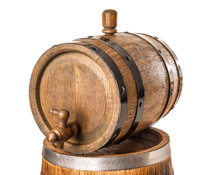 recommend clip art: Oak barrels with metal hoops isolated on white background