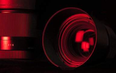 Camera lens with red moody light