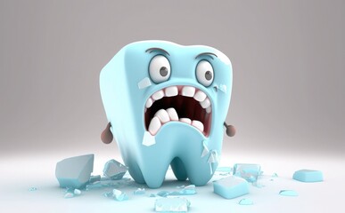 Dental sad vector characters, dental hygiene tooth