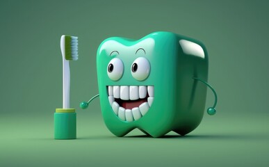  tooth happy with toothbrush Cartoon characters