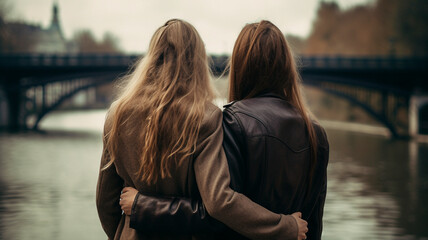 girls in love together. Generative AI,