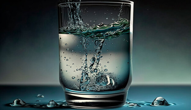 a glass of water on a beautiful background. Generative AI,