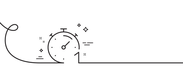 Timer 1 minute line icon. Continuous one line with curl. Stopwatch time sign. Countdown clock symbol. Timer single outline ribbon. Loop curve pattern. Vector