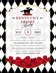Kentucky Derby Flyer Party Invitation - obrazy, fototapety, plakaty