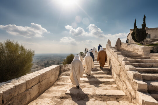 Procession on the Mount of Olives - AI Generated