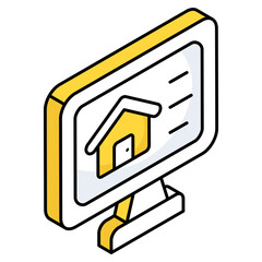 Conceptual flat design icon of online property