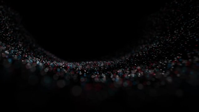 Modern colourful dotted waves loop motion on clean black background.