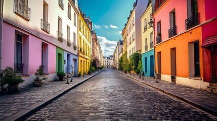 Rue Crémieux - The Most Colorful Street in Paris - obrazy, fototapety, plakaty