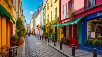 Fototapeta na wymiar Rue Crémieux - The Most Colorful Street in Paris