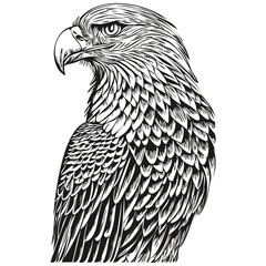 eagle vector illustration line art drawing black and white bird