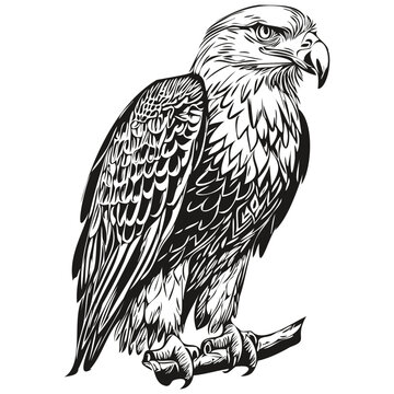 eagle sketches, outline with transparent background, hand drawn illustration bird