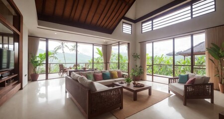 Fototapeta na wymiar A Glimpse into Luxurious Paradise Living - Bali Indonesia Estate Interior generative ai